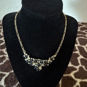 Elegant Gold and Black Necklace with Crystal Accents